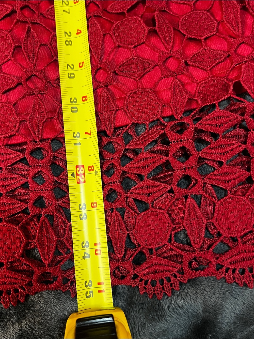 Eilly Bazar Wms Wine Lace Embroidery Cutout Inset Sheer Fit&Flare Mini Dress M - Picture 13 of 15